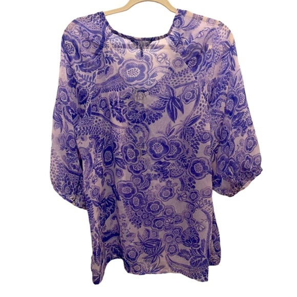 Daisy Fuentes Top Purple and White Size Large - Picture 6 of 6
